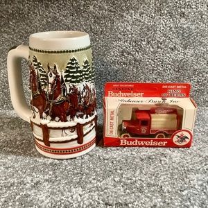 VTG Budweiser Stein Mug 1984 & Budweiser Toy Delivery Truck